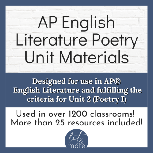 Intro to Poetry Complete Unit - Aligned AP English Literature Unit 2 Poetry I